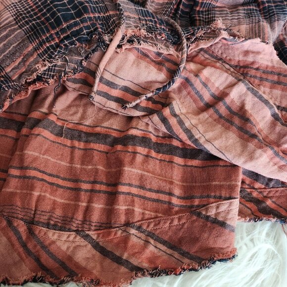 Free People Cloudbreaker Plaid Tunic Oversized Lace Up Pullover Small Balloon‎ - Picture 11 of 14